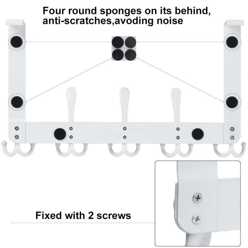 WEBI Over The Door Hooks,Door Hanger,Triple Door Hooks for Hanging Over The Door Towel Rack,Door Coat Hanger,Door Coat Rack for Clothes,Towels,Back of Bathroom,White - Image 5